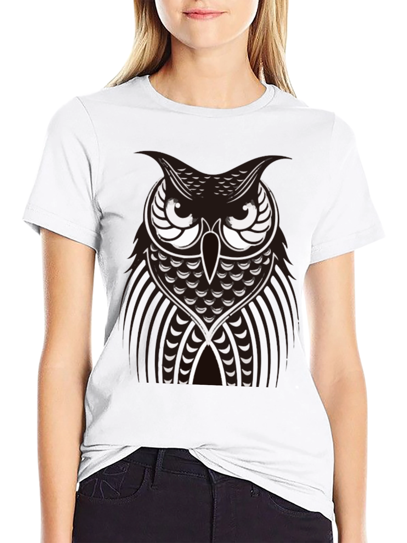 Owl Graphic Black T-Shirt - Unique Design