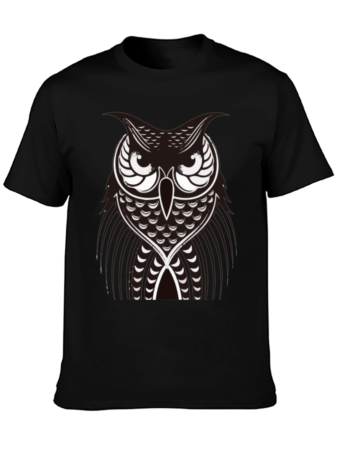 Owl Graphic Black T-Shirt - Unique Design