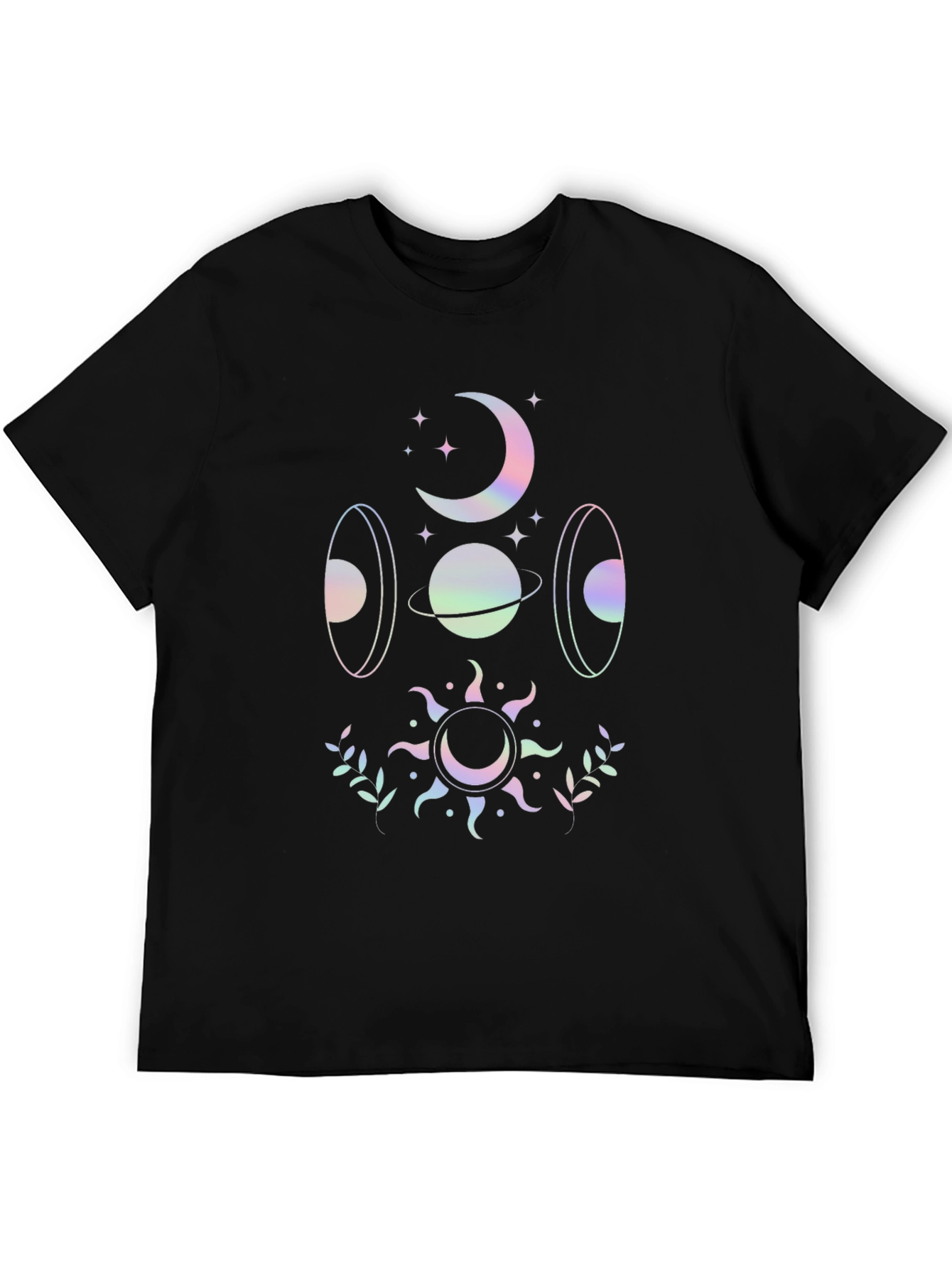 Celestial Holographic Graphic Tee - Cosmic Style