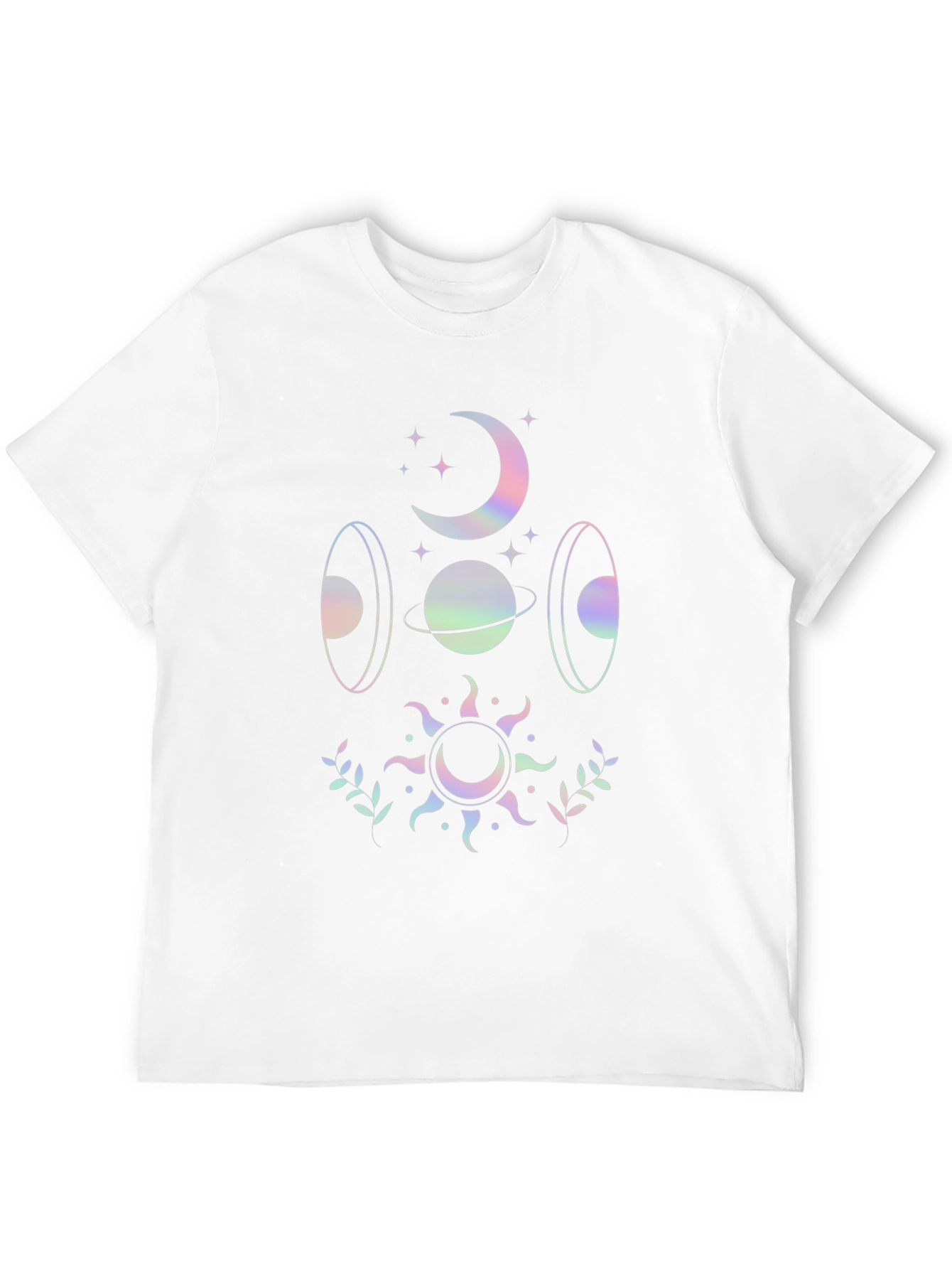 Celestial Holographic Graphic Tee - Cosmic Style
