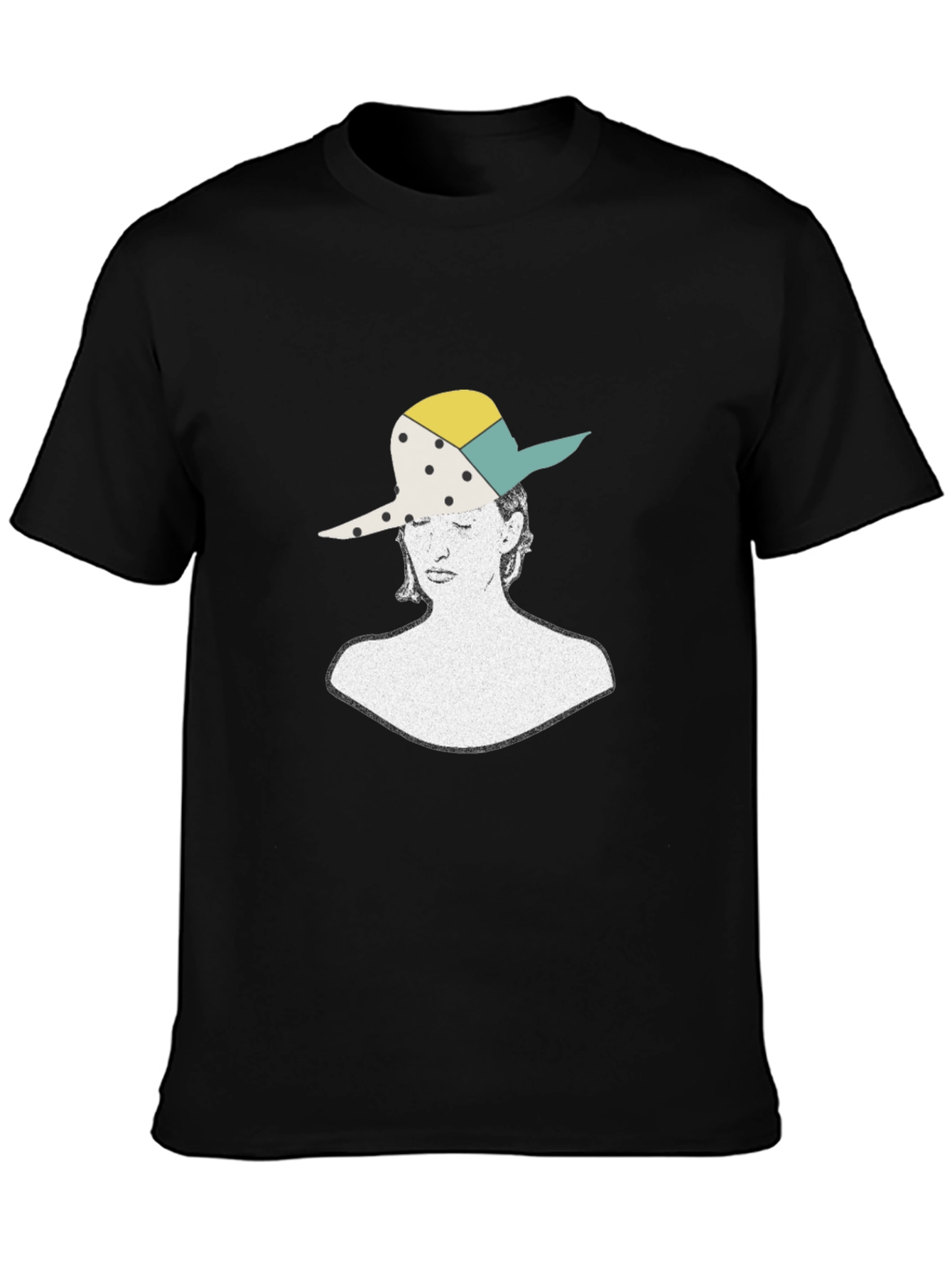 Black T-Shirt with Artistic Woman Portrait