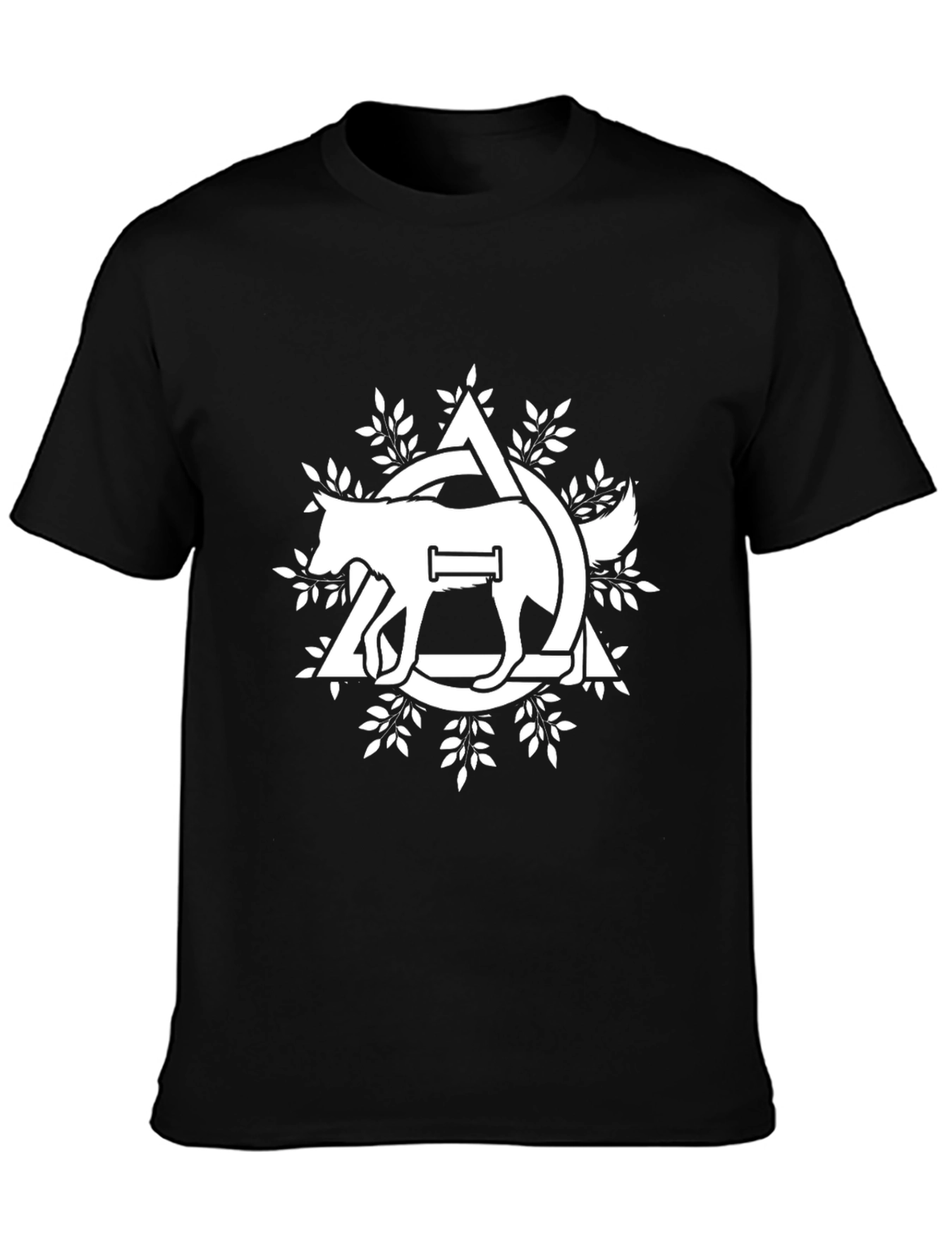 Wolf & Triangle Graphic Black Tee