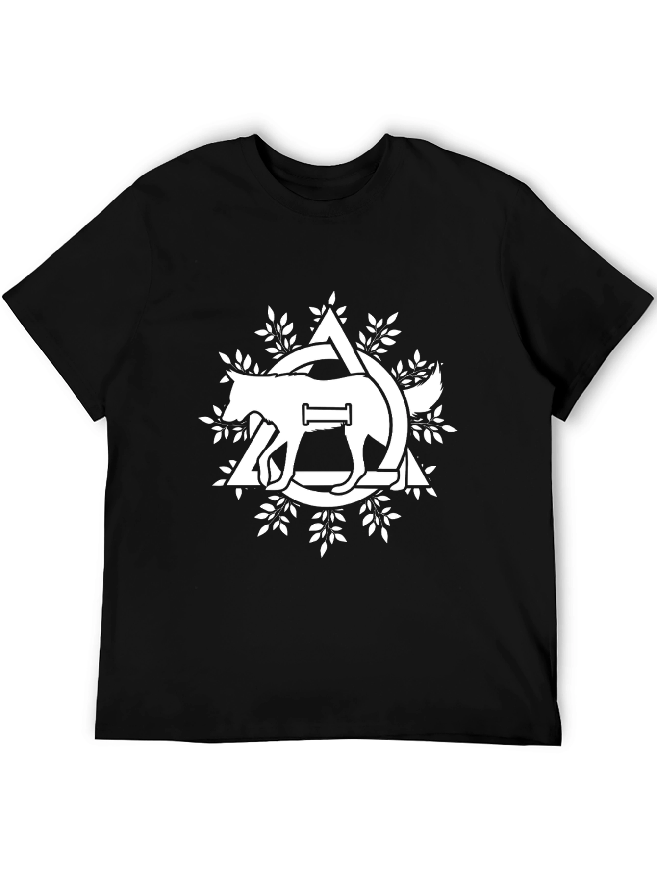 Wolf & Triangle Graphic Black Tee