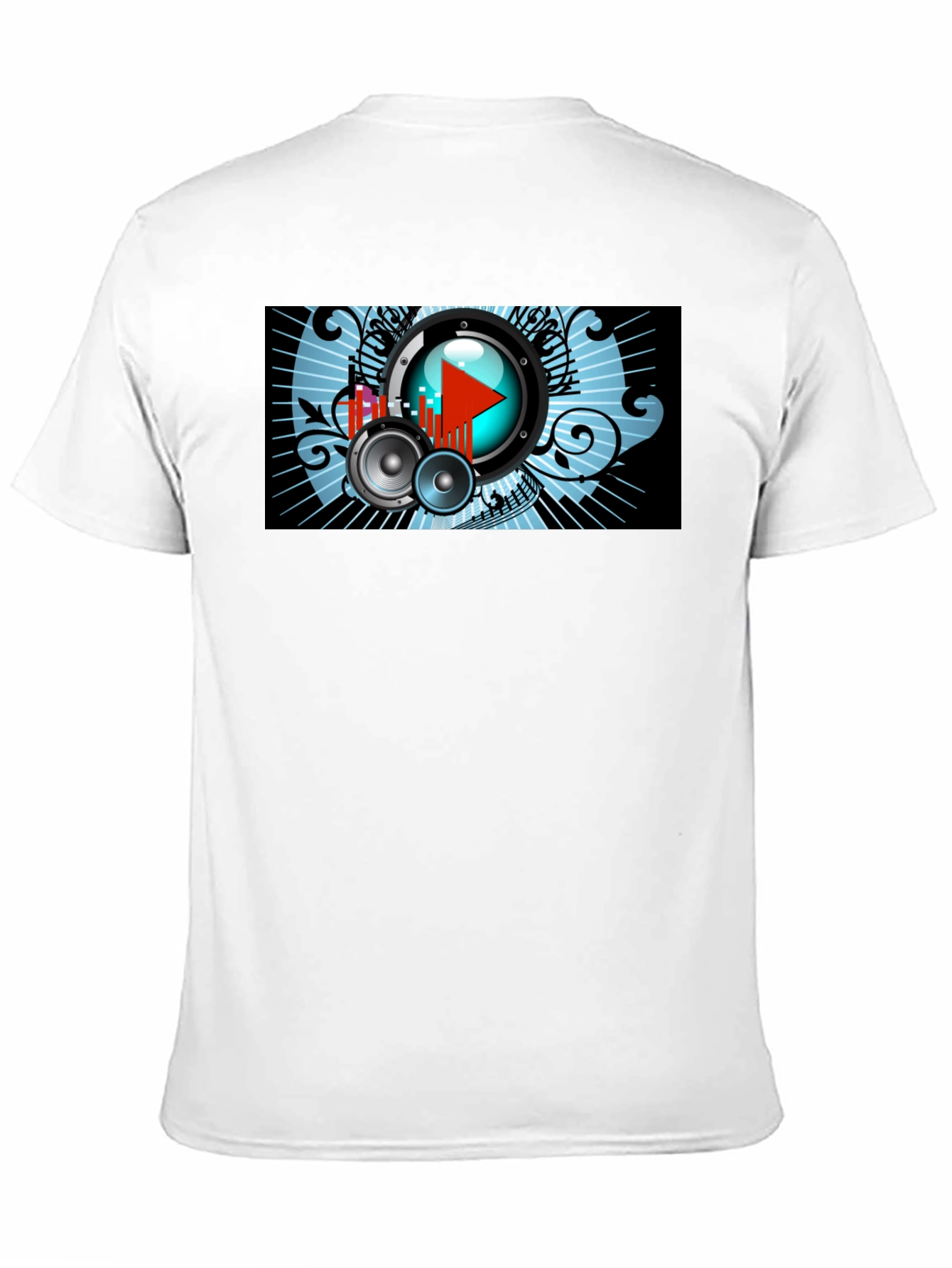Music Graphic Tee - Play Button and Speakers