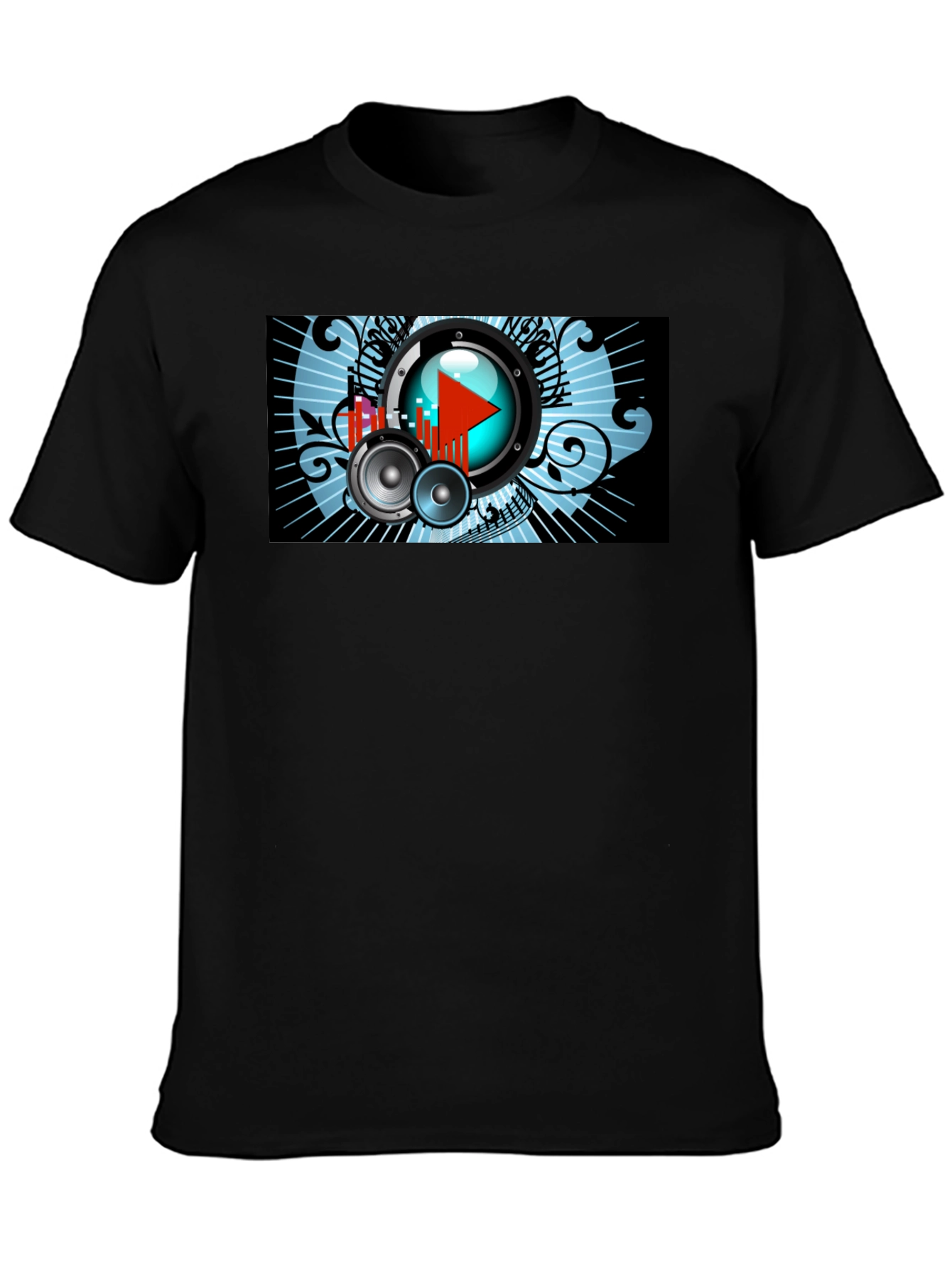 Music Graphic Tee - Play Button and Speakers