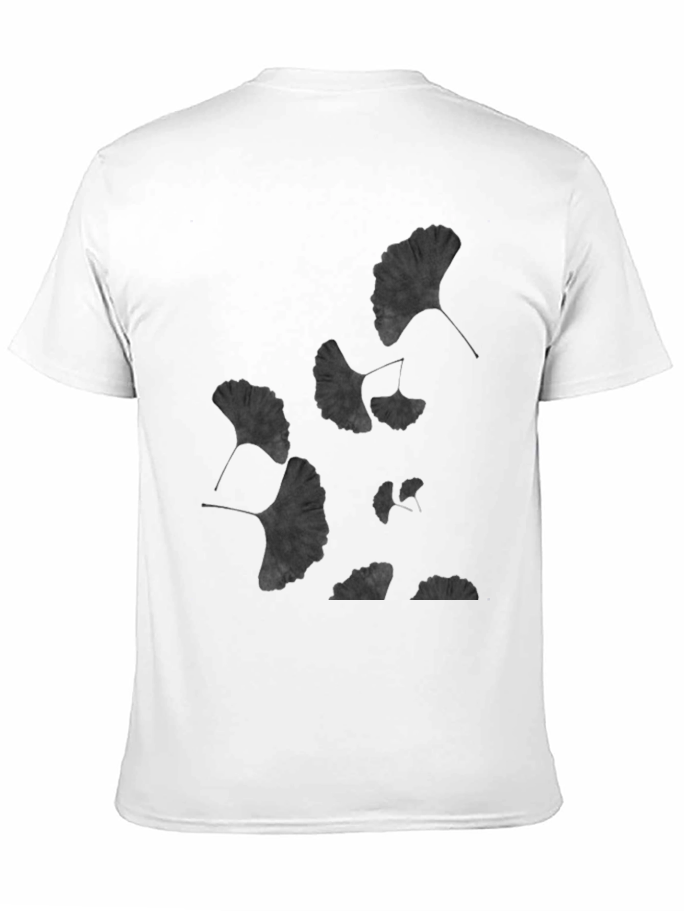 Ginkgo Leaf Print Black T-Shirt