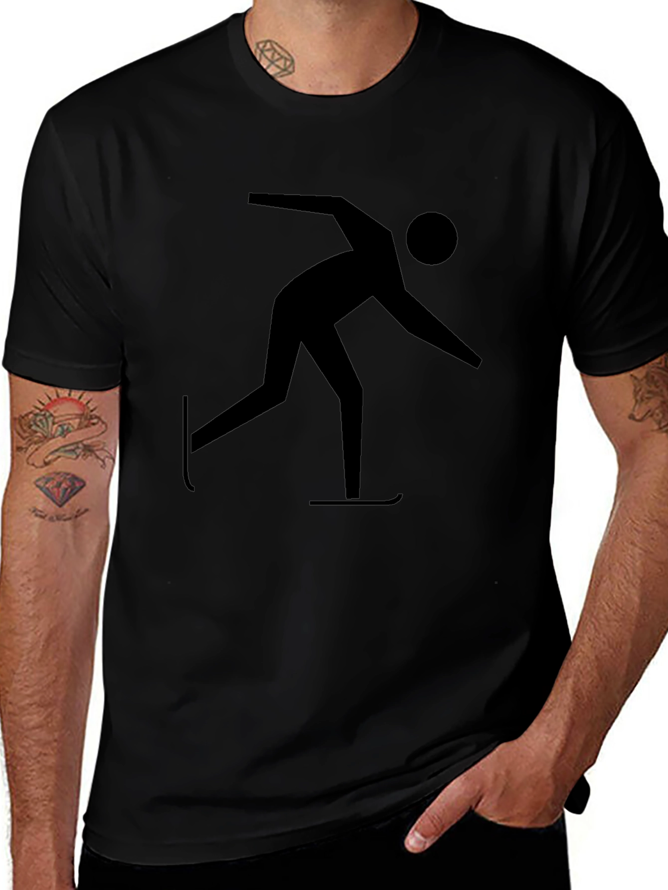 Speed Skating Graphic Tee - Black Cotton Blend