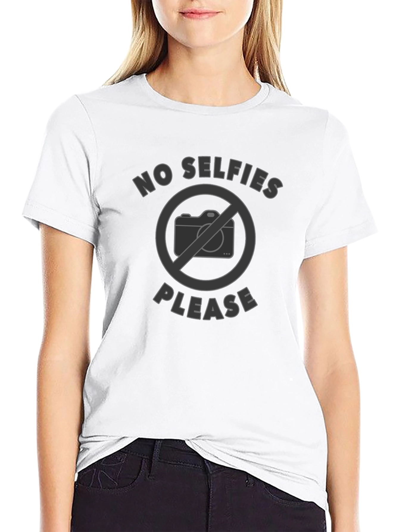No Selfies Please Graphic T-Shirt