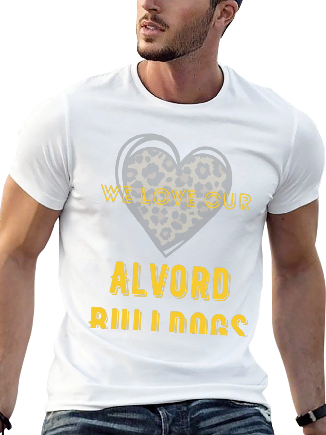 Alvord Bulldogs Leopard Heart T-Shirt