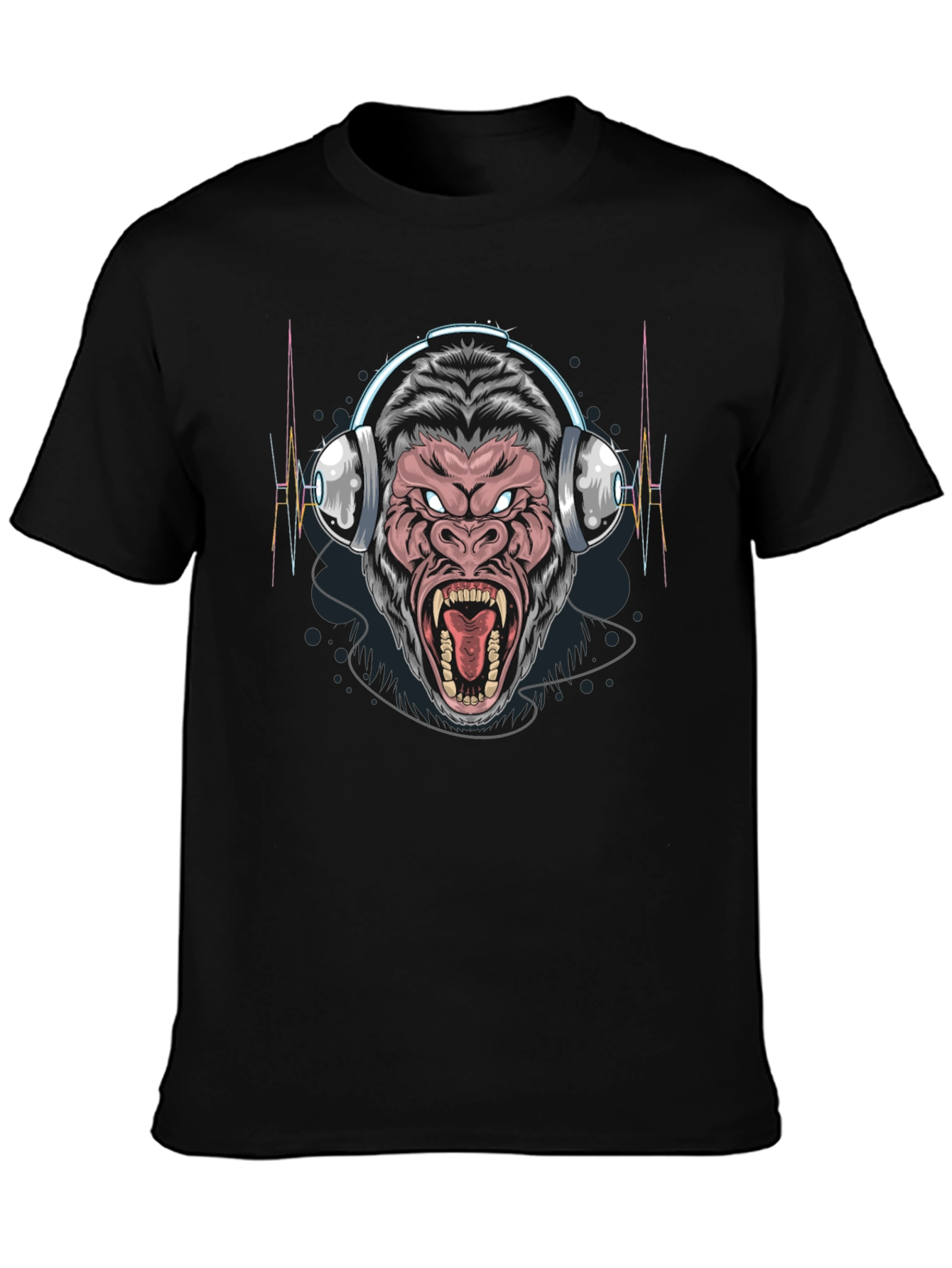 Cool Gorilla Headphone Black T-Shirt