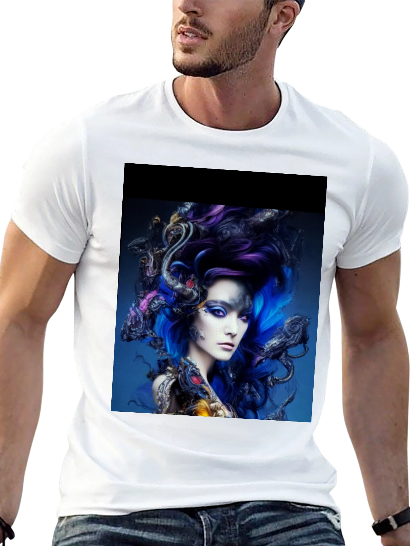 Artistic Medusa Graphic T-Shirt - Black
