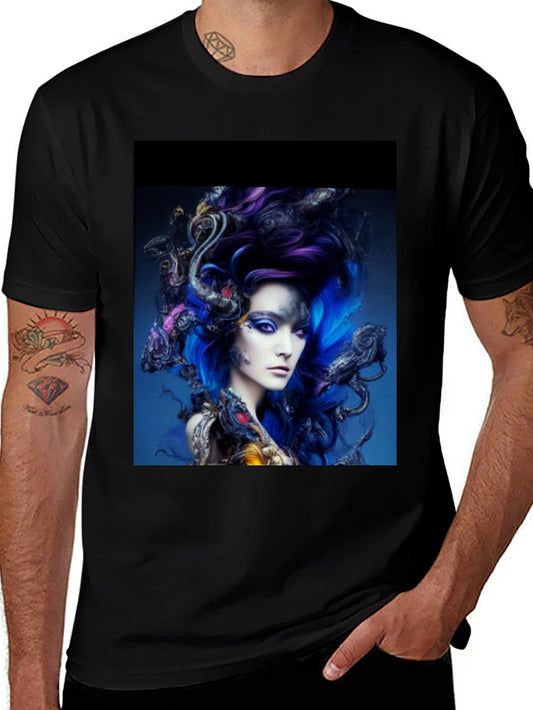 Artistic Medusa Graphic T-Shirt - Black