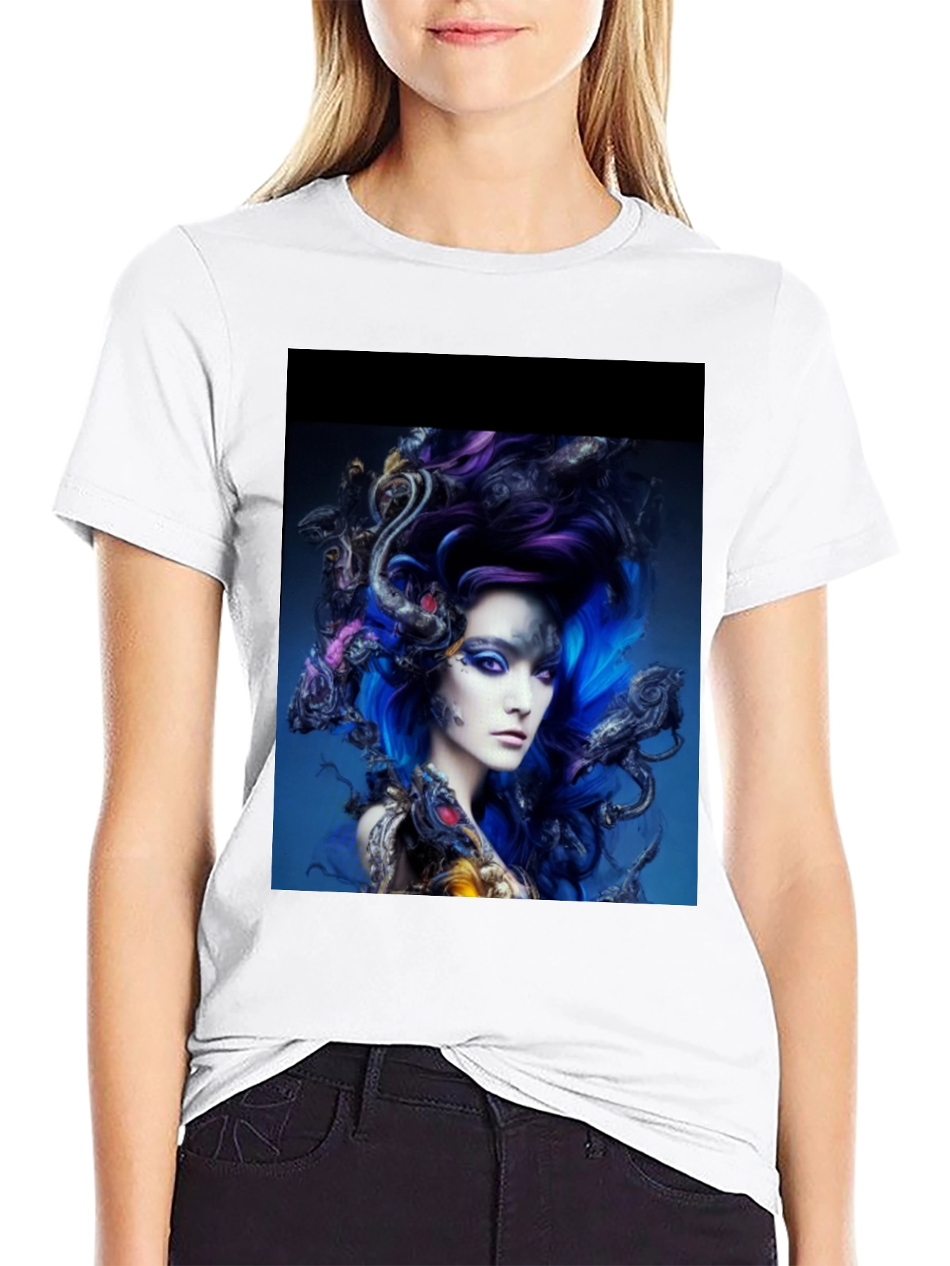 Artistic Medusa Graphic T-Shirt - Black