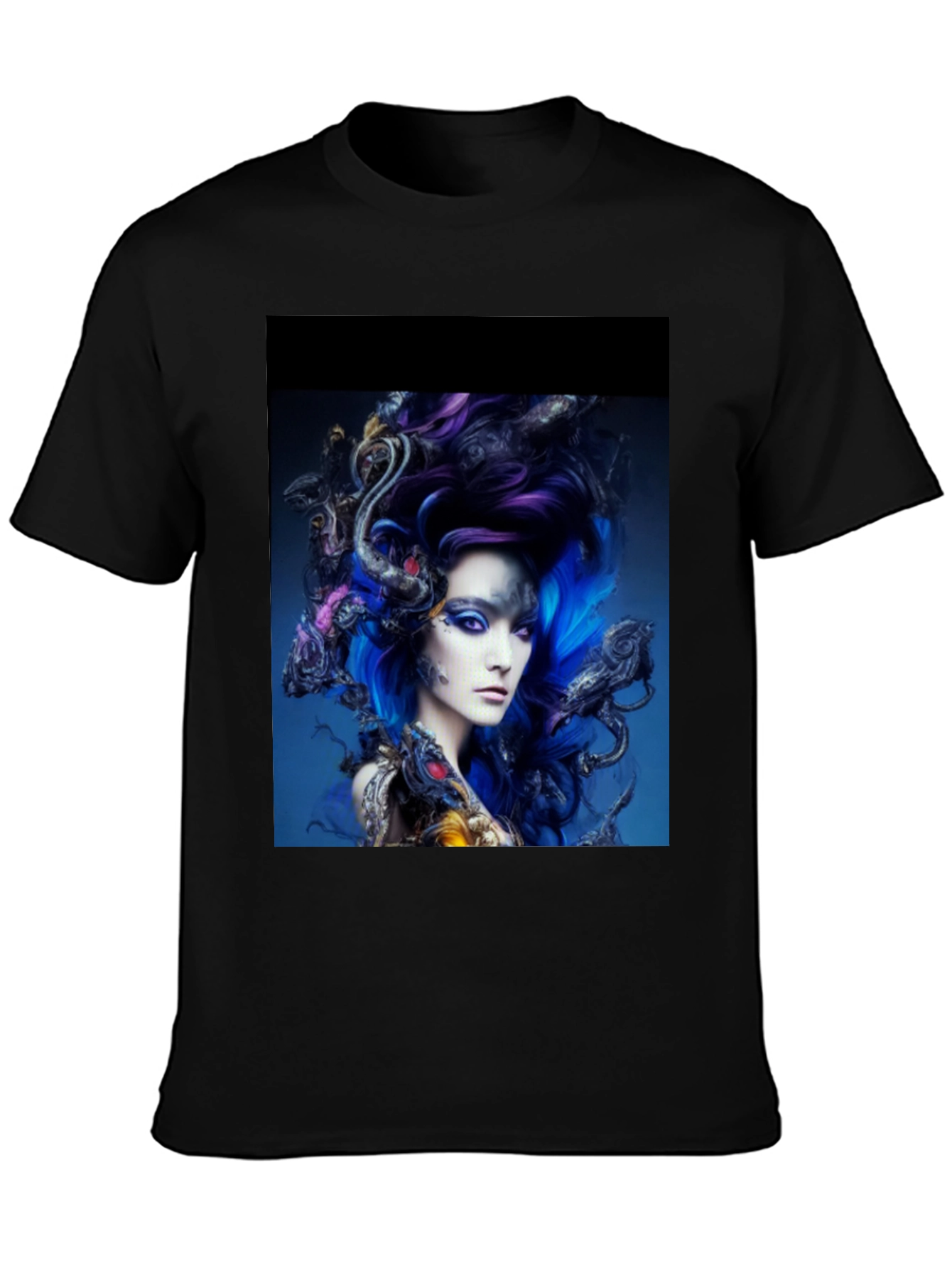 Artistic Medusa Graphic T-Shirt - Black