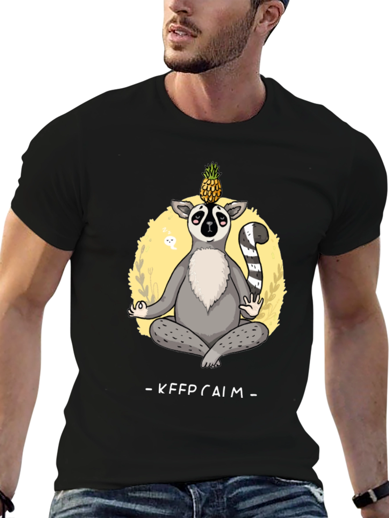 Keep Calm Lemur T-Shirt Yoga Pineapple