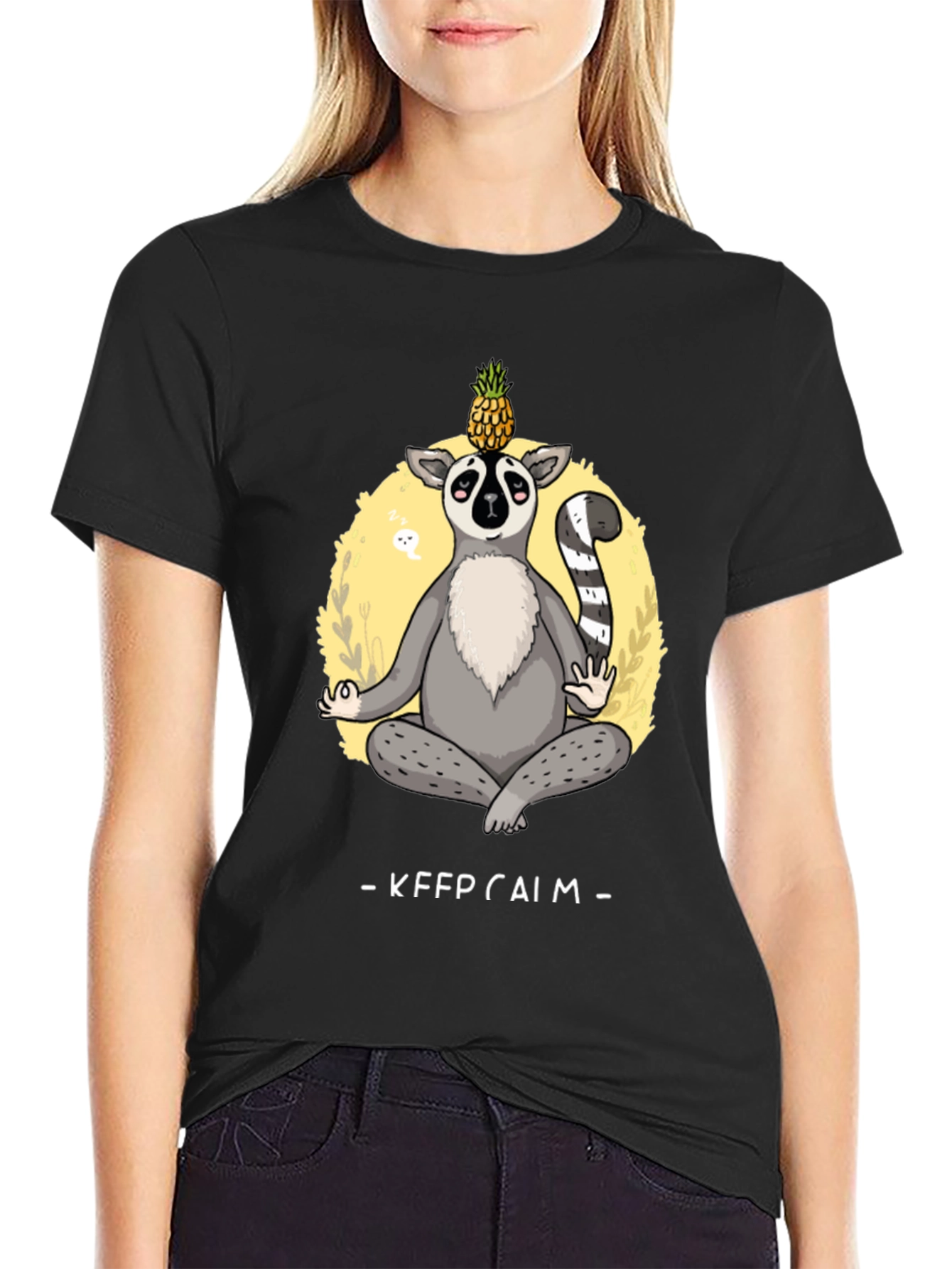 Keep Calm Lemur T-Shirt Yoga Pineapple