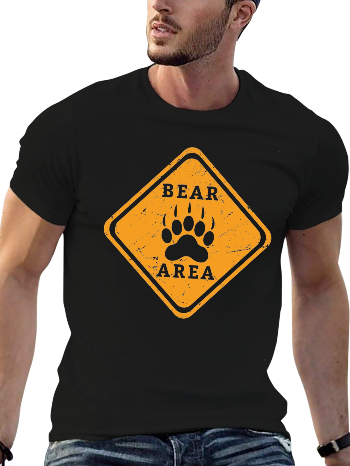 Bear Area Warning T-Shirt - Black