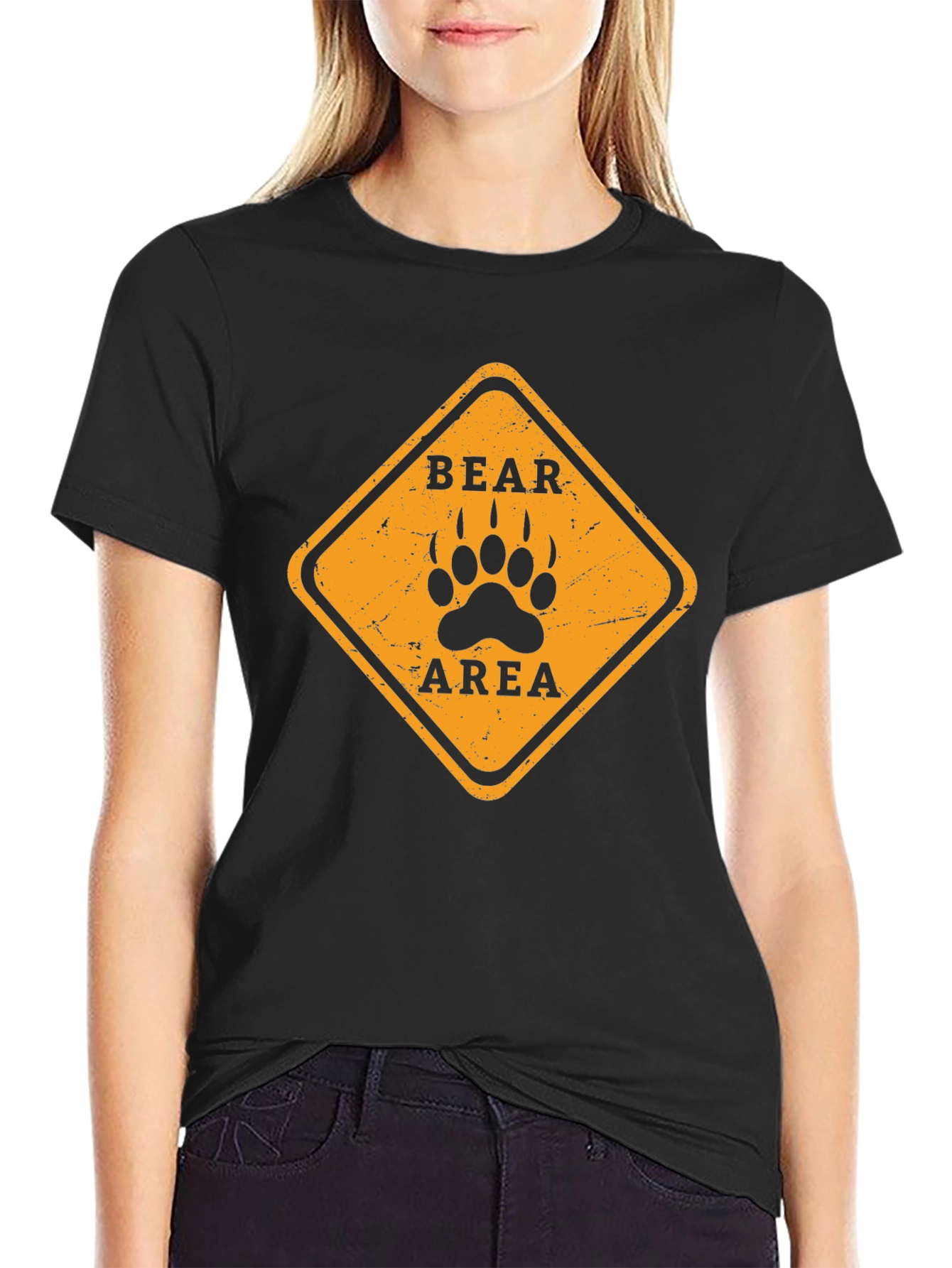 Bear Area Warning T-Shirt - Black
