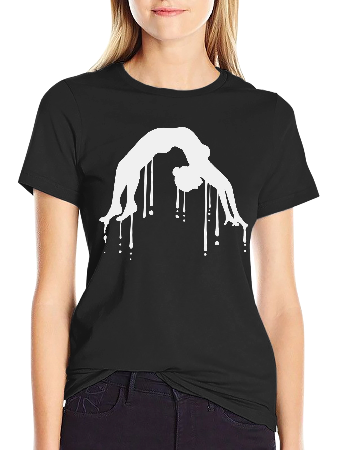 Yoga Pose Graphic Tee - Black Cotton Blend