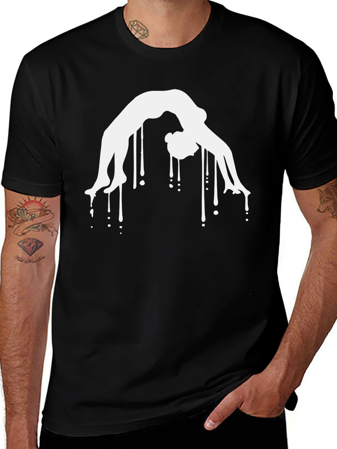 Yoga Pose Graphic Tee - Black Cotton Blend
