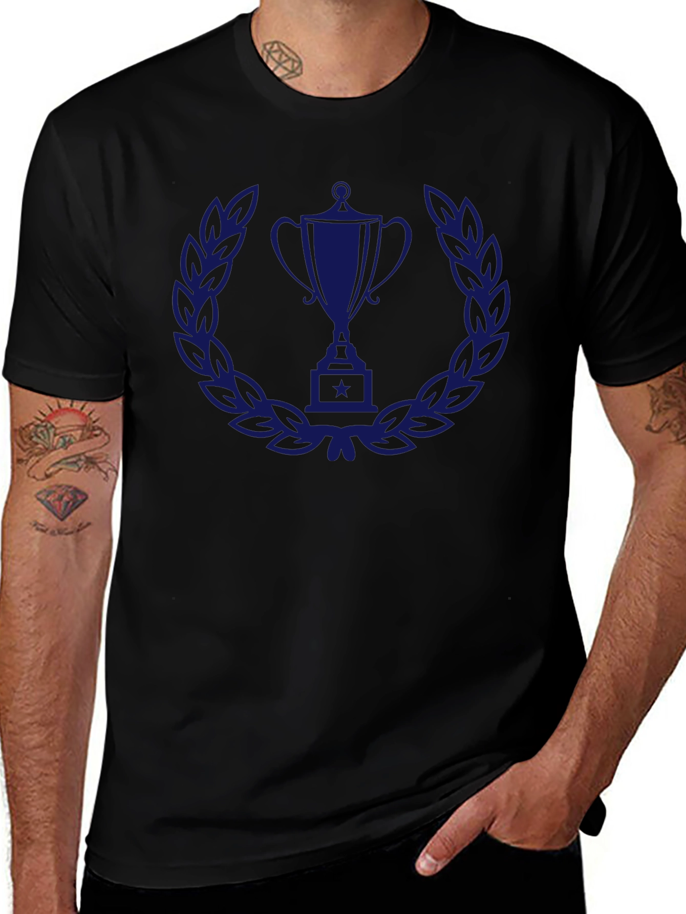 Trophy Laurel Wreath Graphic Tee - Black