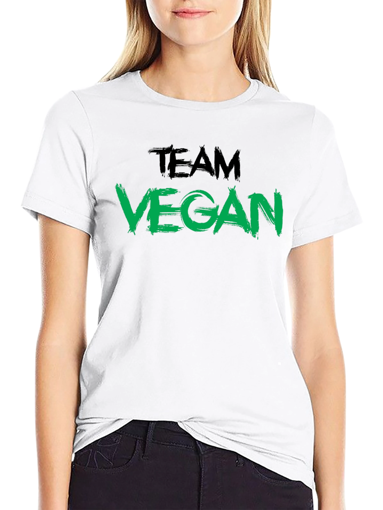 Team Vegan Black Crew Neck T-Shirt