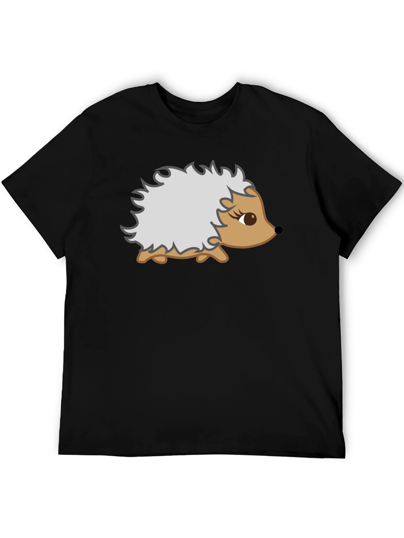 Cute Hedgehog Graphic T-Shirt - Black