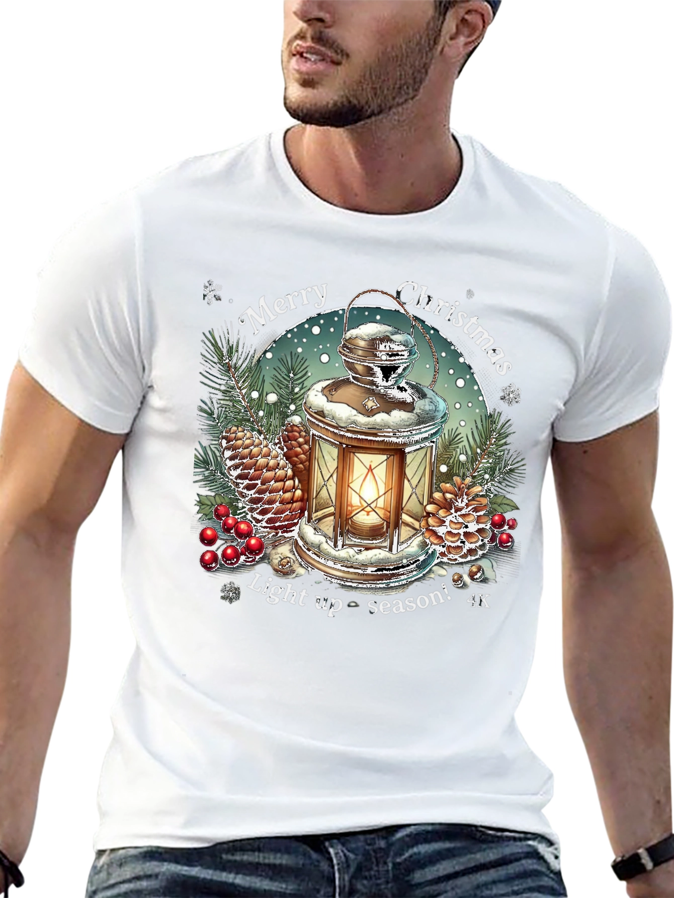 Merry Christmas Lantern Graphic T-Shirt