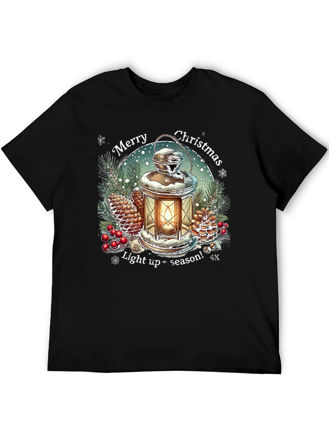 Merry Christmas Lantern Graphic T-Shirt