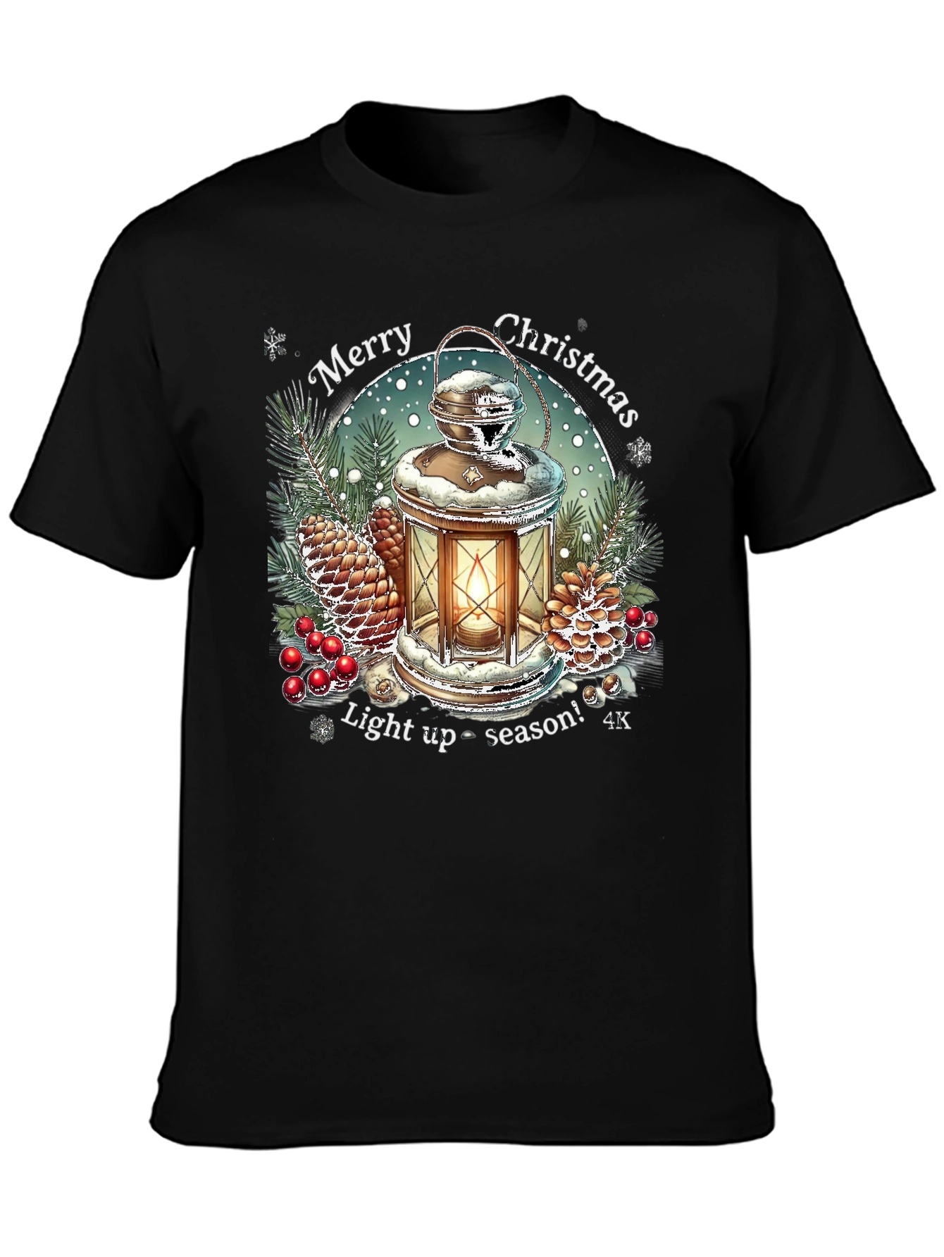 Merry Christmas Lantern Graphic T-Shirt