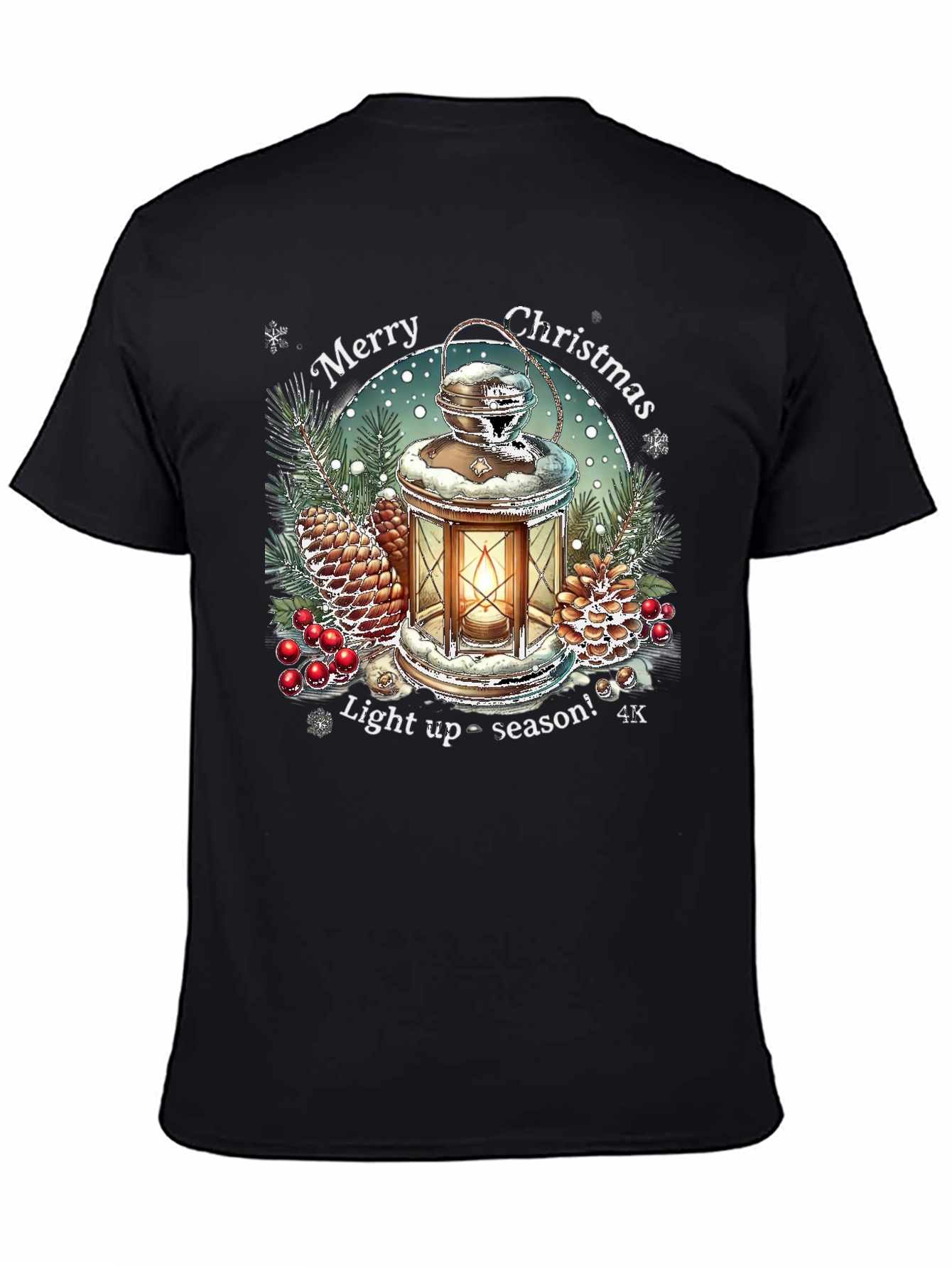 Merry Christmas Lantern Graphic T-Shirt