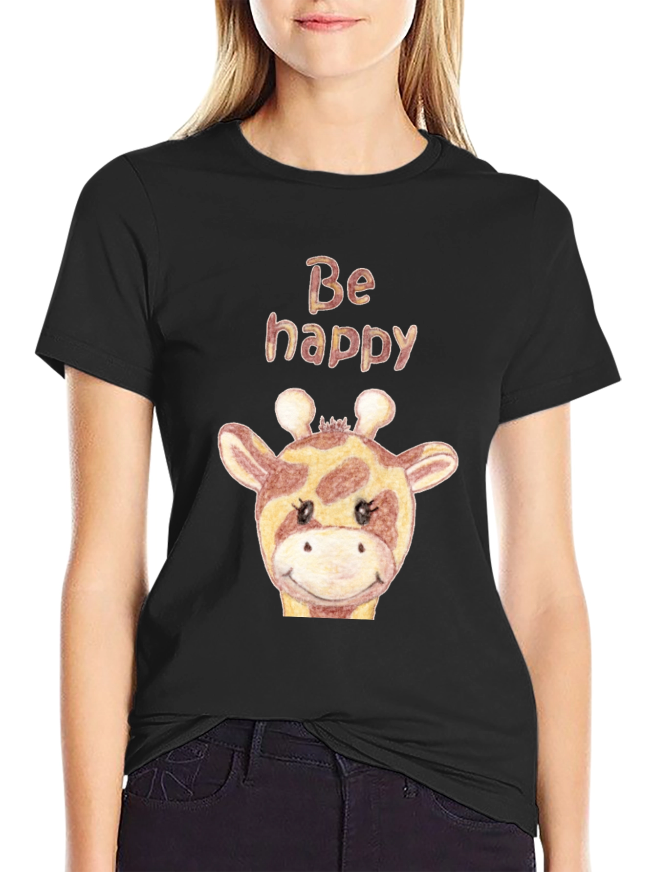 Be Happy Giraffe T-Shirt |  Cute Animal Tee