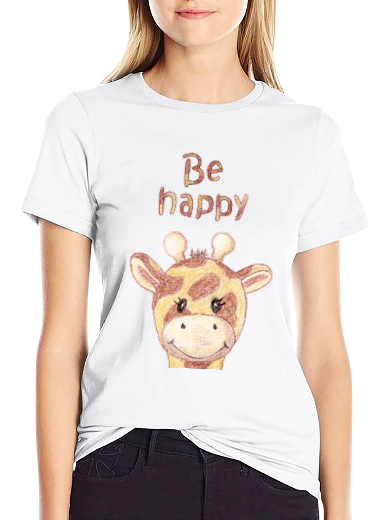 Be Happy Giraffe T-Shirt |  Cute Animal Tee
