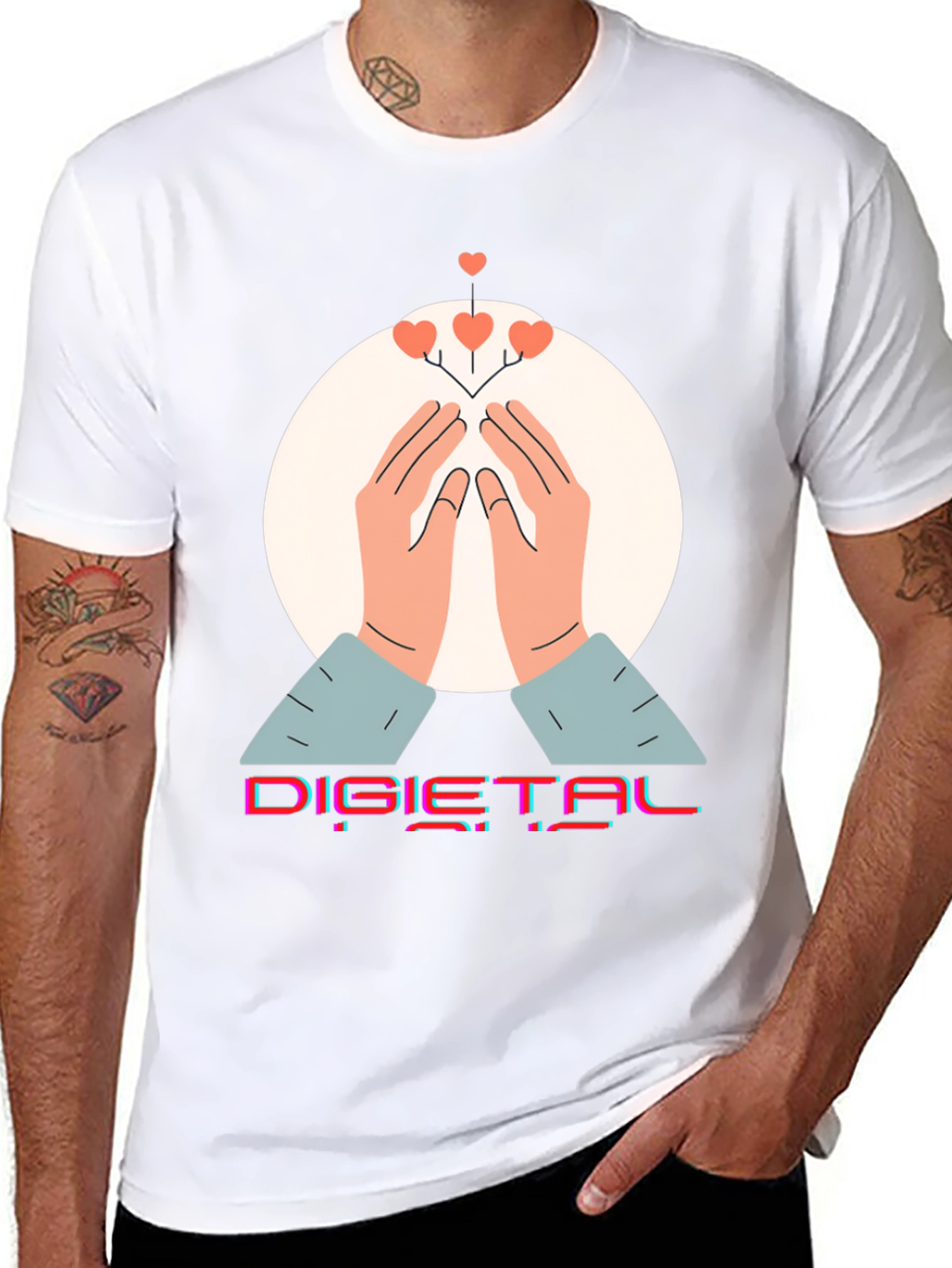 Digital Hearts Graphic Tee - Modern Comfort