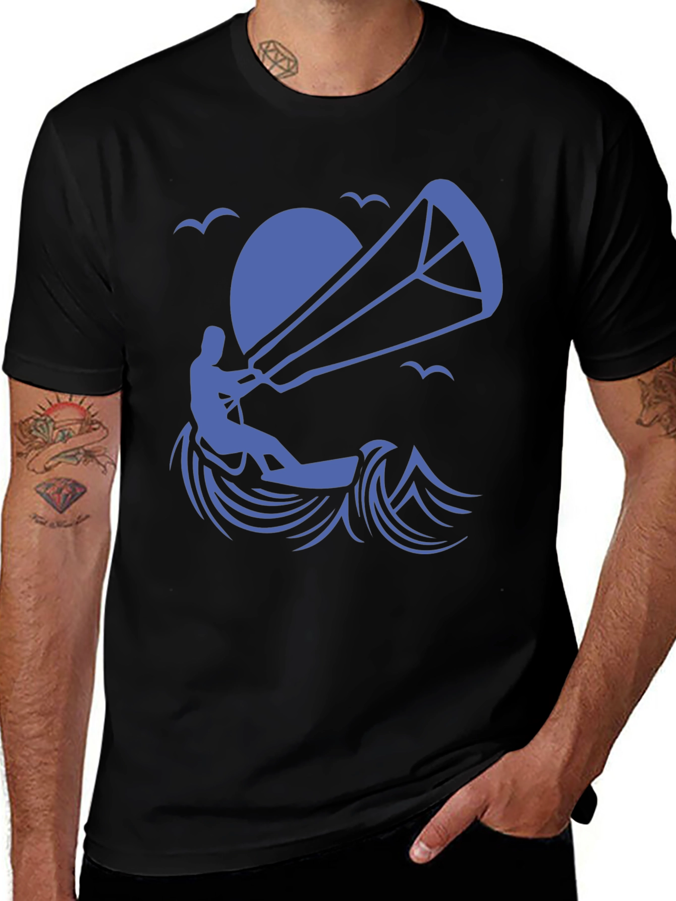 Kitesurfing Silhouette Graphic T-Shirt