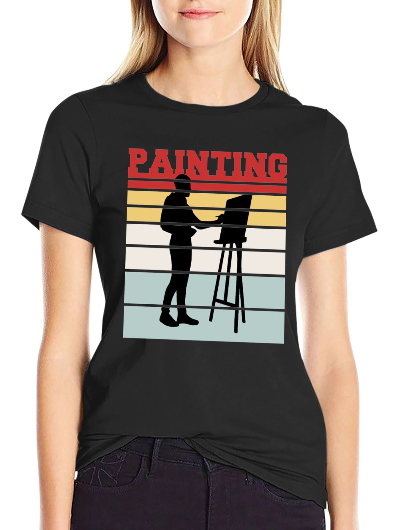 Painter Silhouette Graphic Tee - Artistic Unisex T-Shirt
