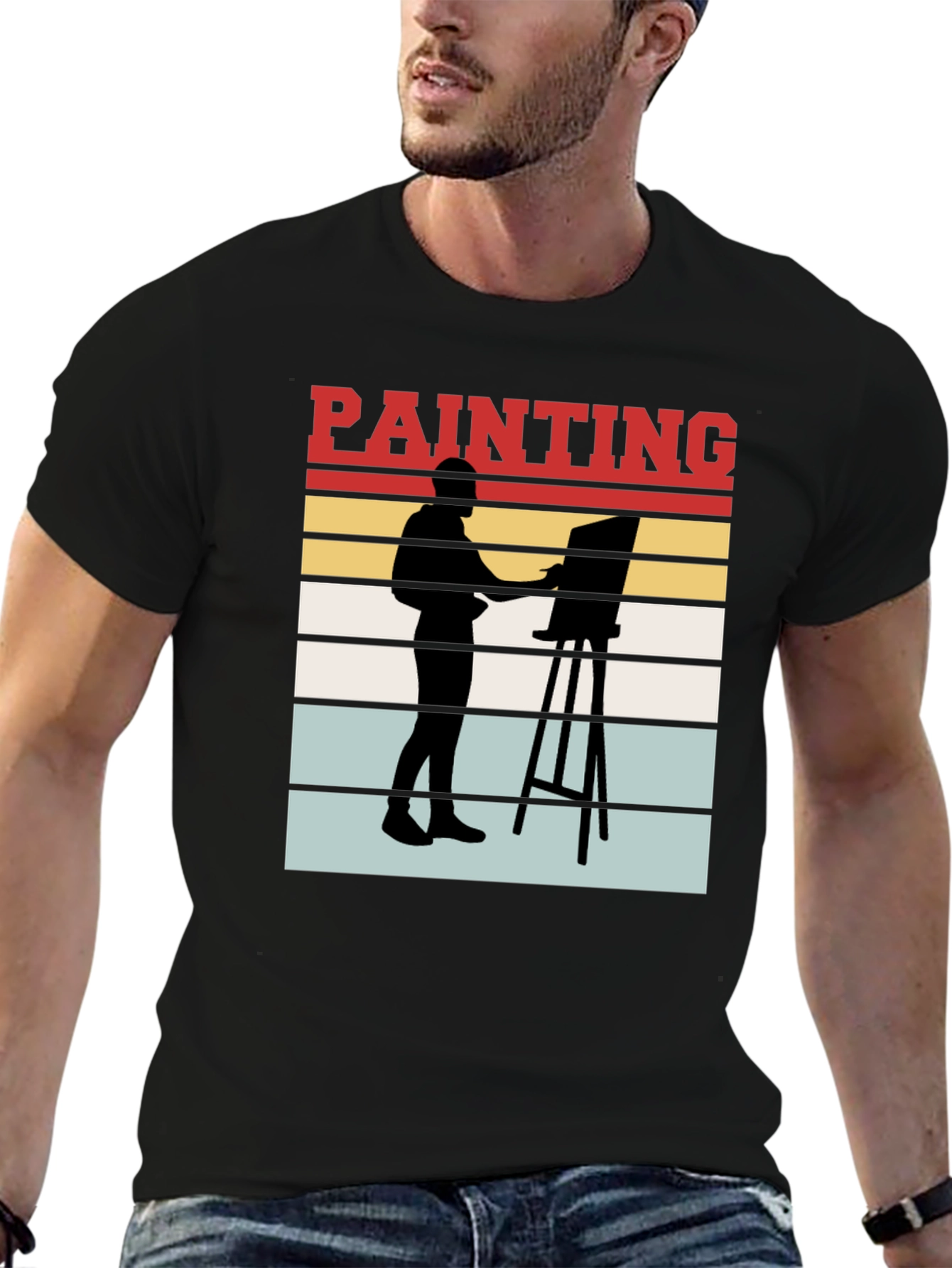 Painter Silhouette Graphic Tee - Artistic Unisex T-Shirt
