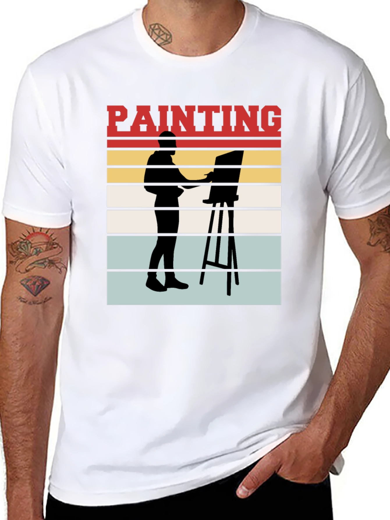 Painter Silhouette Graphic Tee - Artistic Unisex T-Shirt