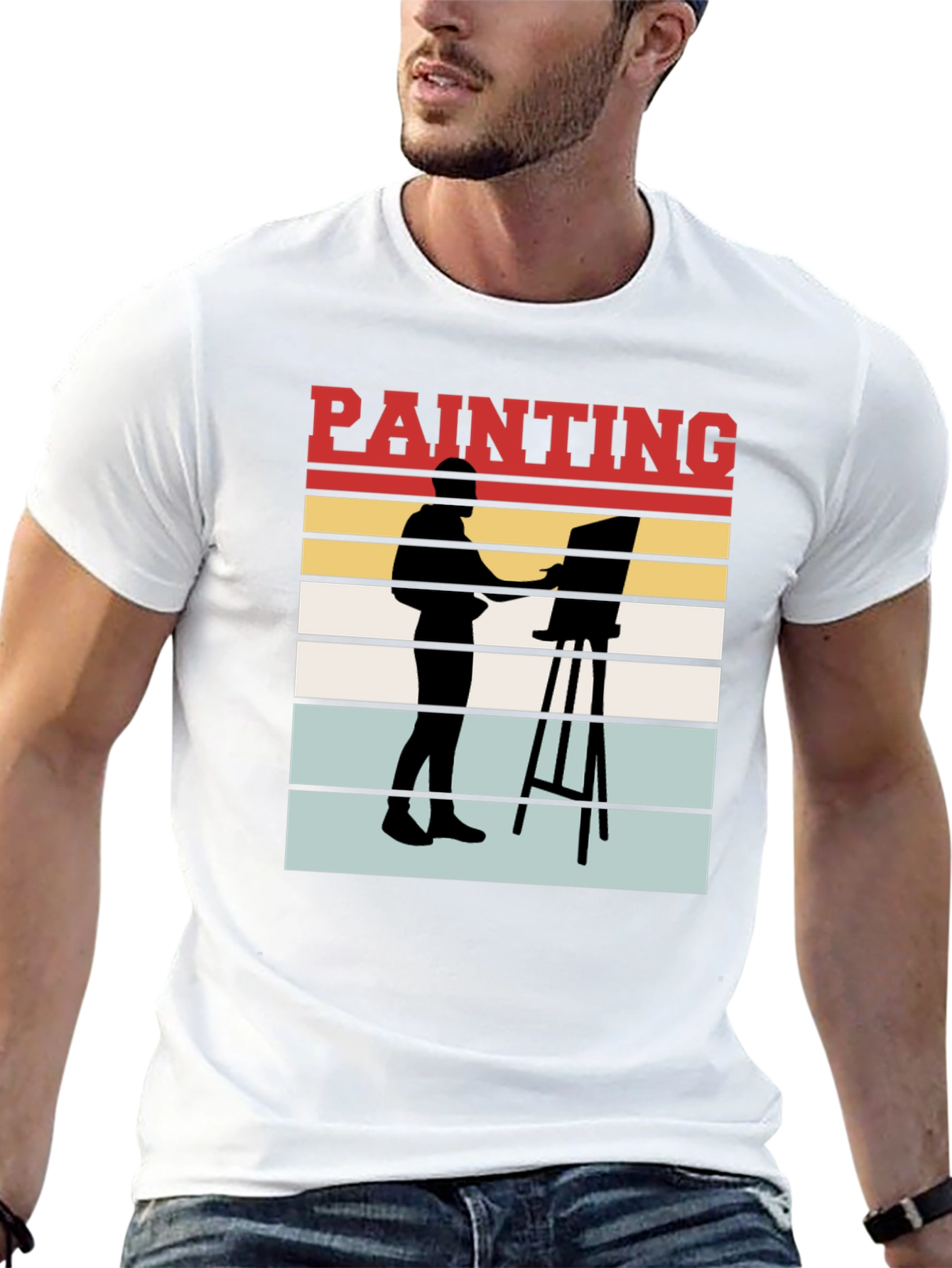 Painter Silhouette Graphic Tee - Artistic Unisex T-Shirt