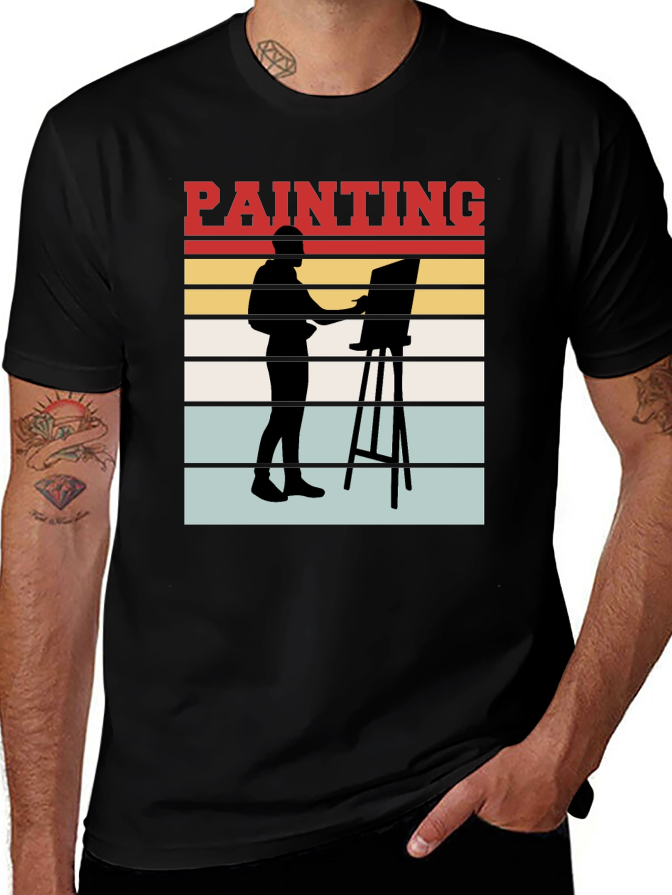 Painter Silhouette Graphic Tee - Artistic Unisex T-Shirt