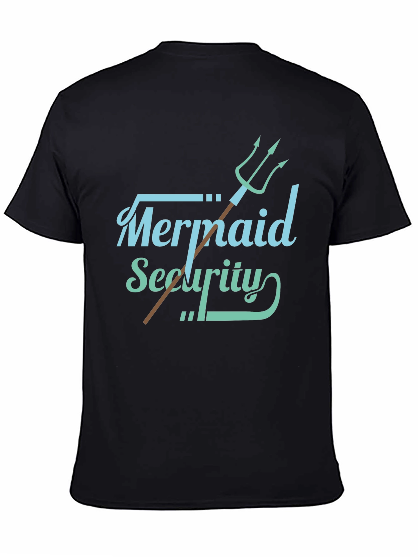 Mermaid Security Graphic T-Shirt Black Cotton Tee