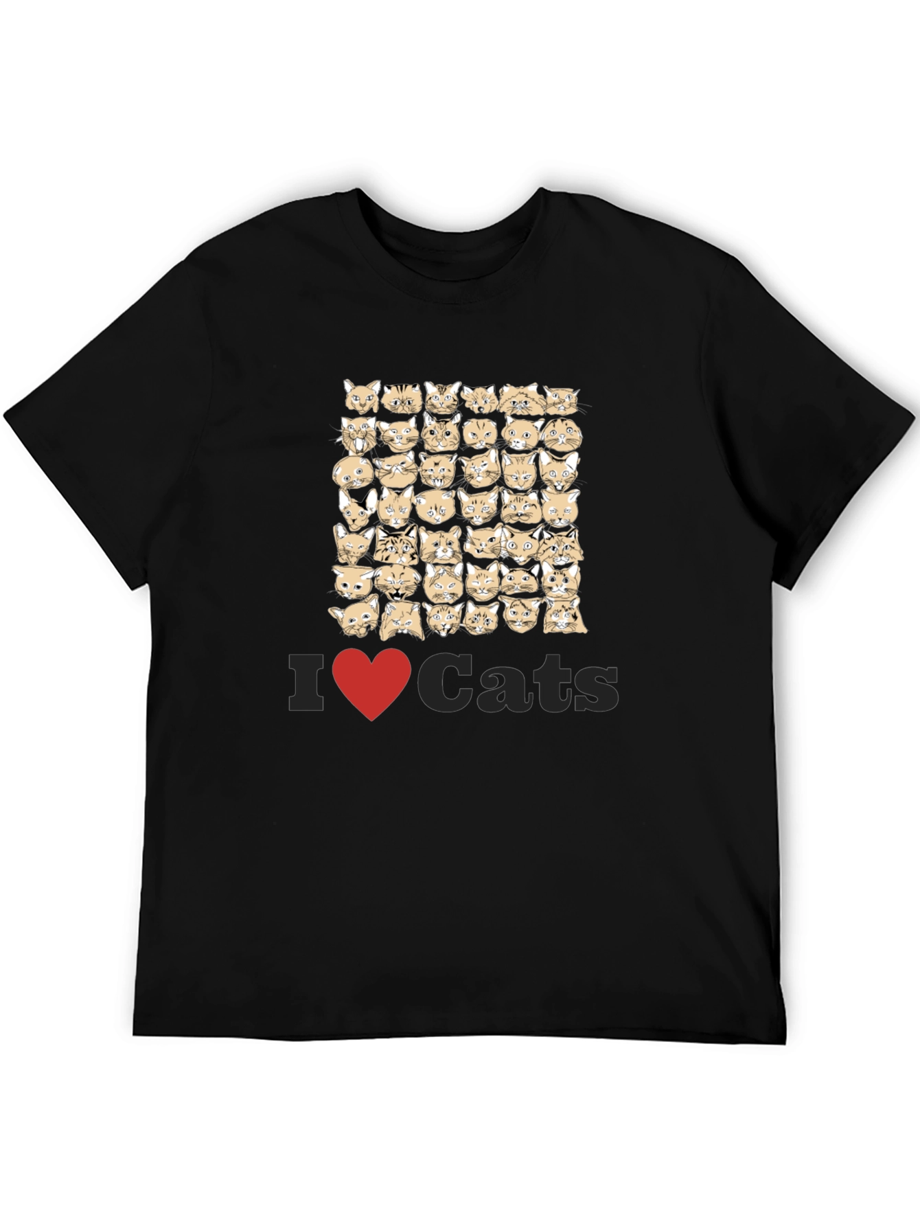 I Heart Cats Black T-Shirt