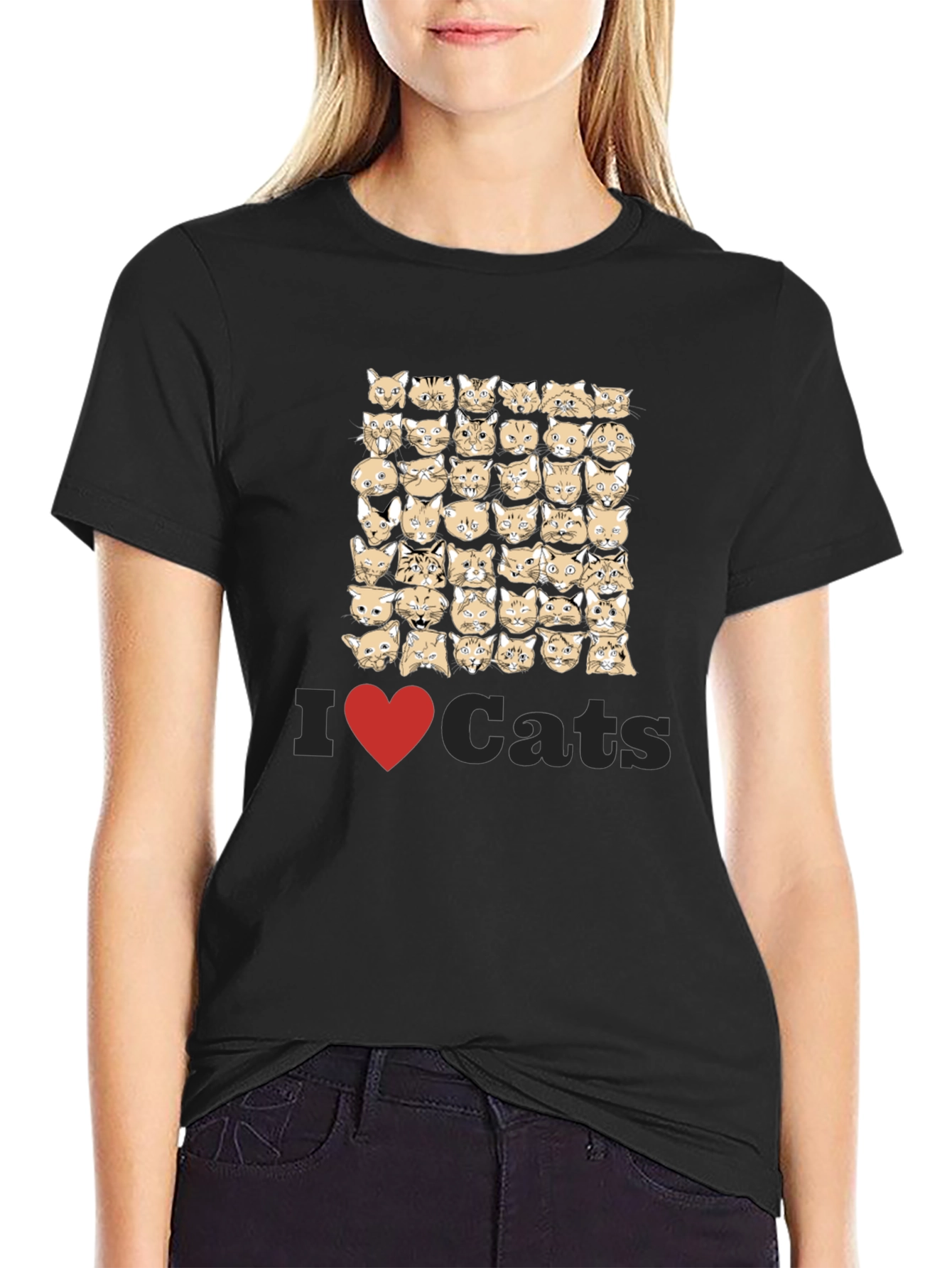 I Heart Cats Black T-Shirt