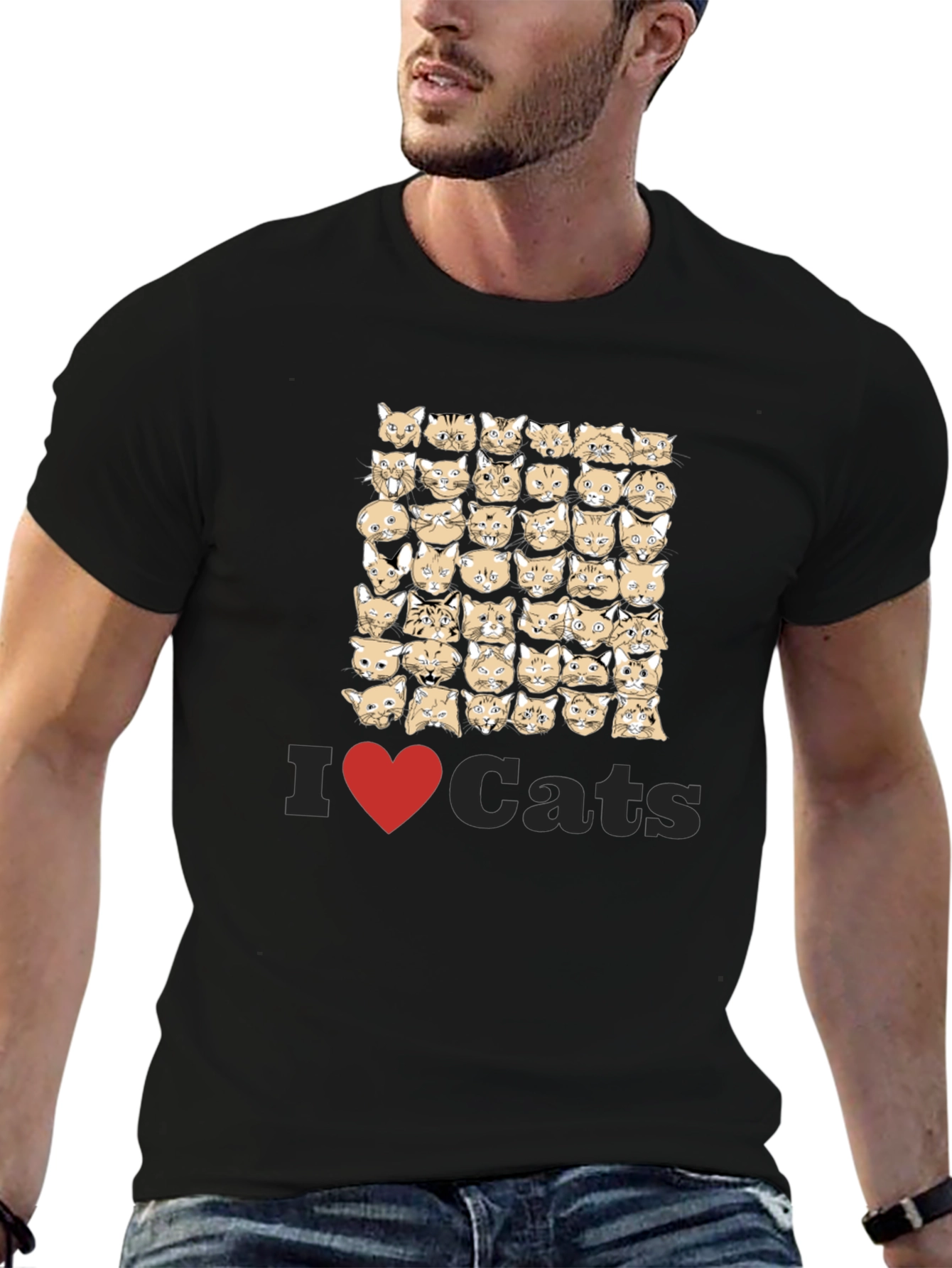 I Heart Cats Black T-Shirt