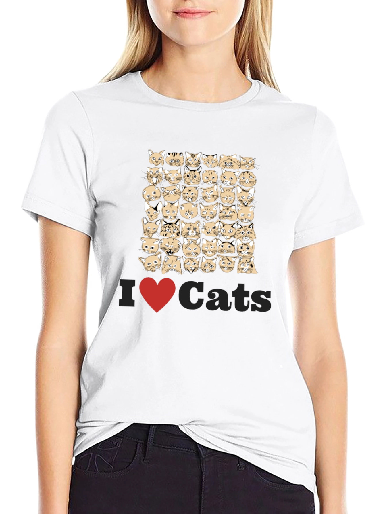 I Heart Cats Black T-Shirt