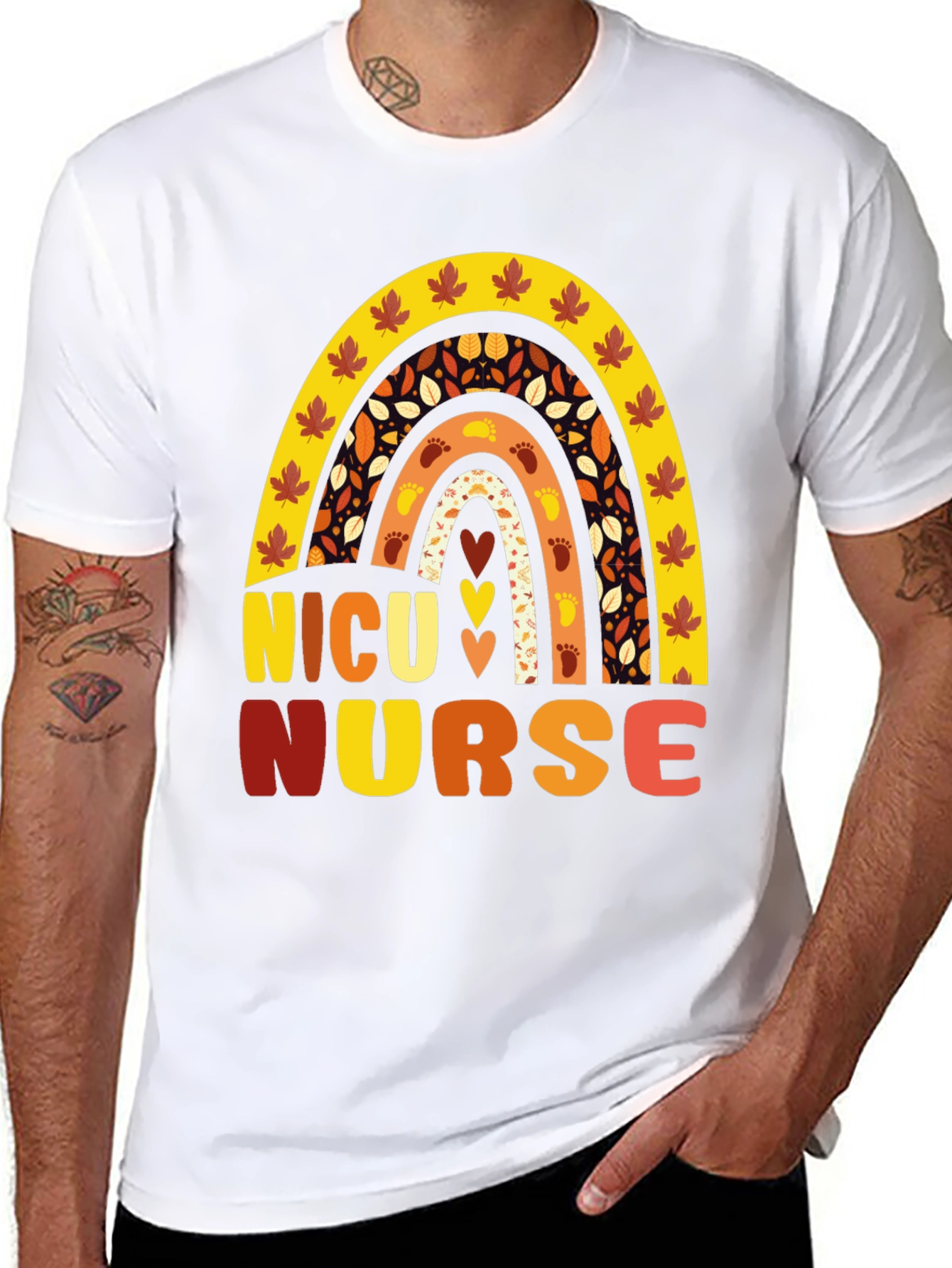 NICU Nurse Fall Rainbow T-Shirt
