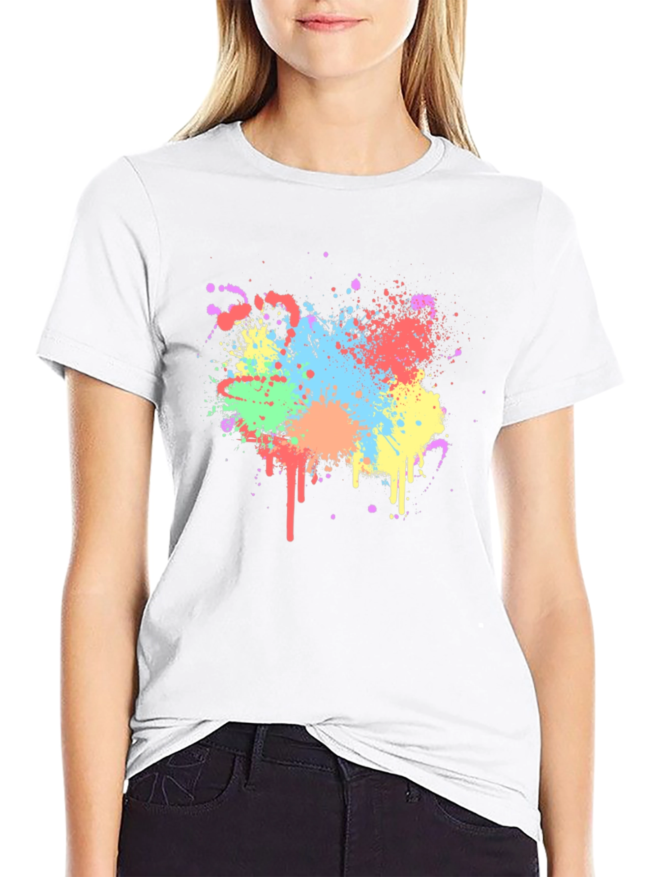Colorful Splatter Graphic T-Shirt