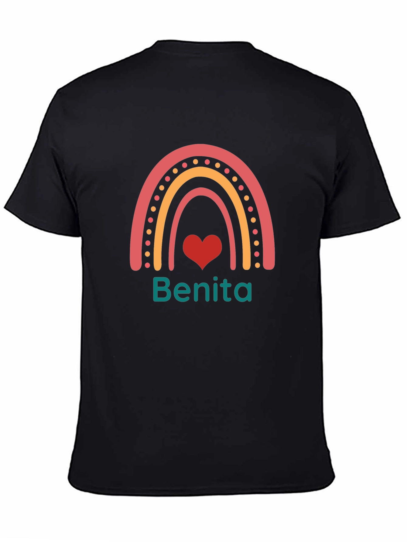 Benita Rainbow Heart T-Shirt - Custom Name Tee
