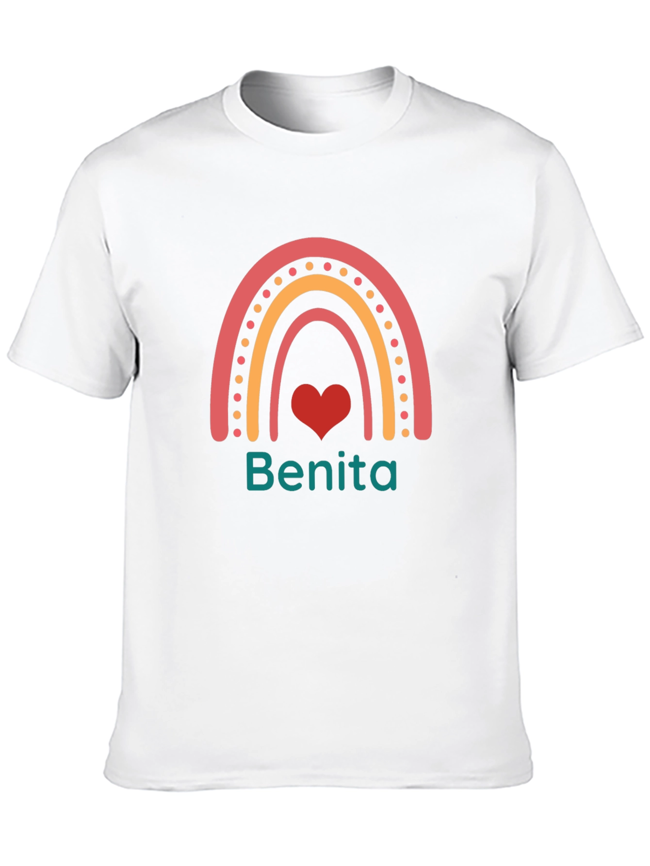Benita Rainbow Heart T-Shirt - Custom Name Tee