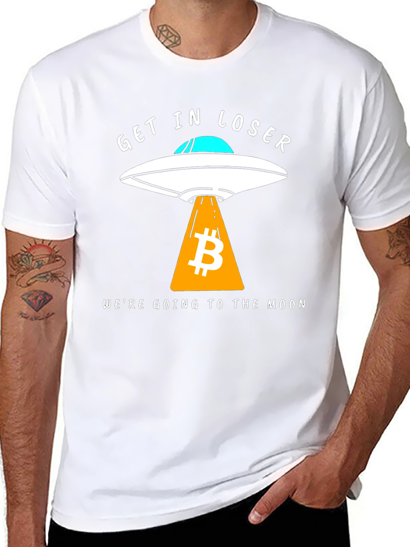 Bitcoin to the Moon T-Shirt - Get in Loser!